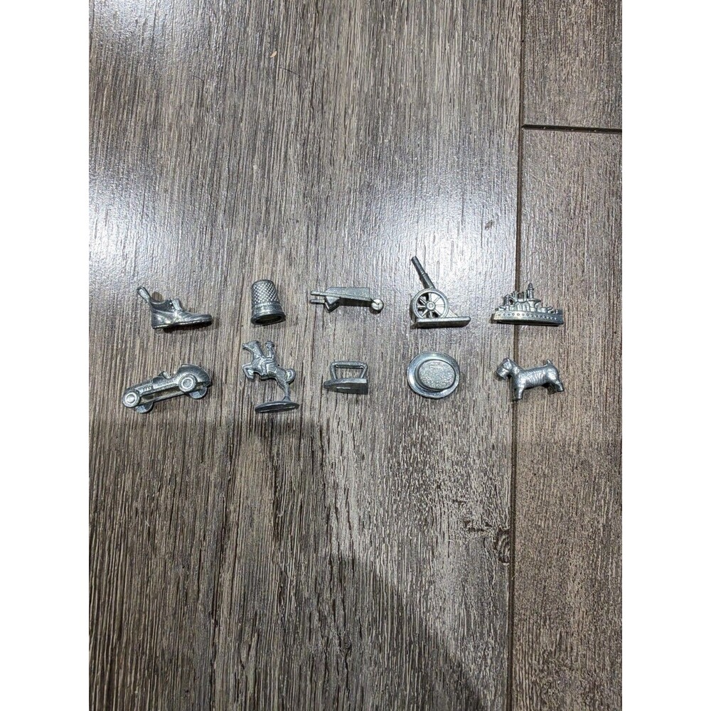 Vintage 1985 Monopoly Replacement Set of 10 Game Tokens Pieces, ONLY